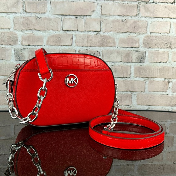 MICHAEL KORS JET SET GLAM LEATHER SMALL OVAL CROSSBODY SHOULDER BAG PURSE $448 - Picture 8 of 8